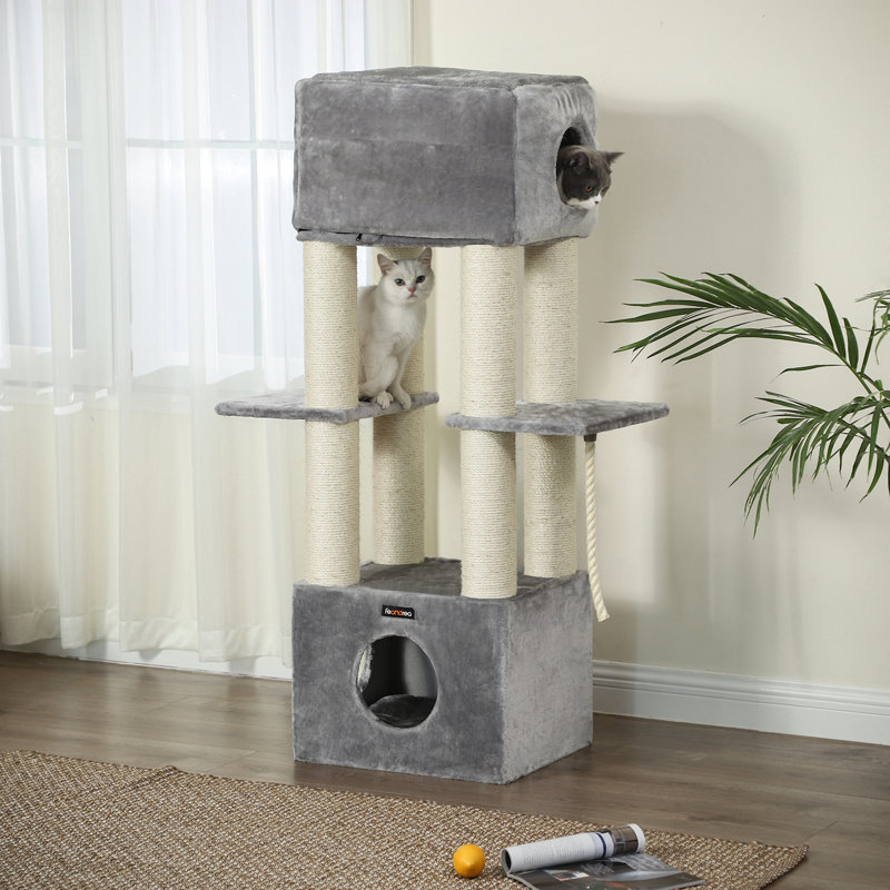 Feandrea Cat Tree For Large Cat, Cat Tower With 2in1 Perch, Light